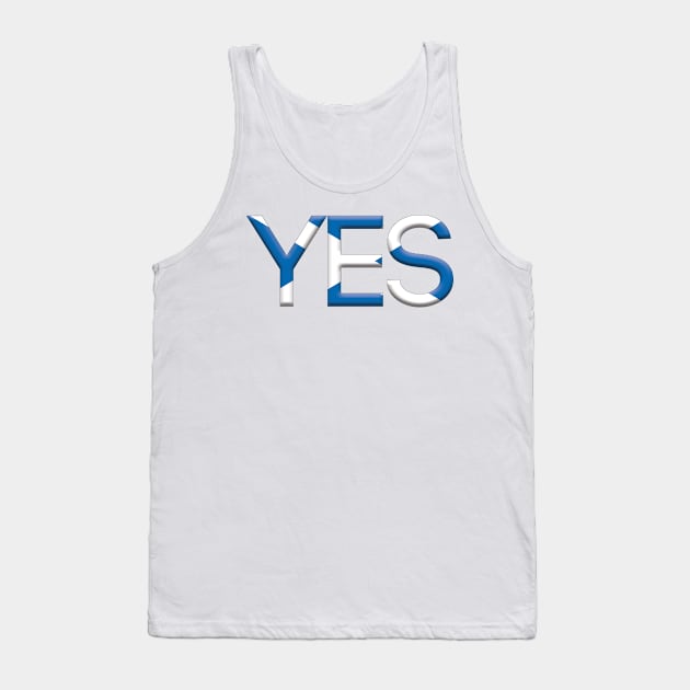 YES, 3D Pro Scottish Independence Saltire Flag Text Slogan Tank Top by MacPean